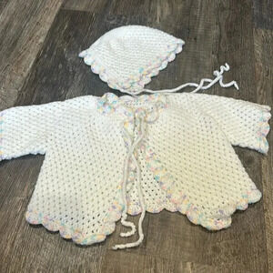 Crochet baby sweater and hat